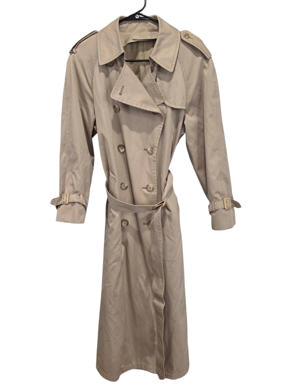 London Fog Beige Double-Breasted Trench Coat Full Length with Belt Size 8